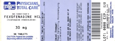 image of Fexofenadine 30 mg package label - Fexofenadine 30 mg package label